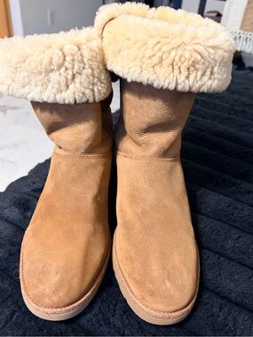 Chestnut Suede Shearling Women's Boots